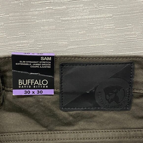 Buffalo David Bitton SAM Jeans Mens 30 x 30 Brown Denim Slim Fit Straight - Picture 4 of 13